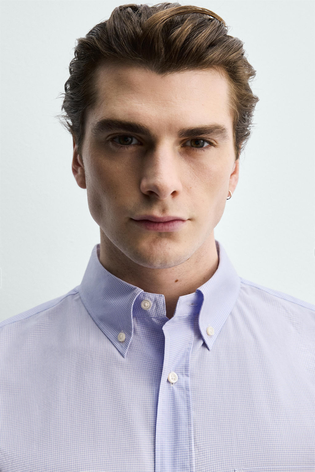 CAMISA REGULAR FIT CUADROS / Lila / Blanco - Zara фото 5