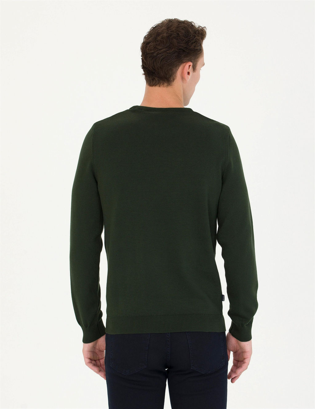 Koyu Ye_il Slim Fit Bisiklet Yaka Basic Triko Kazak - Pierre cardin фото 5