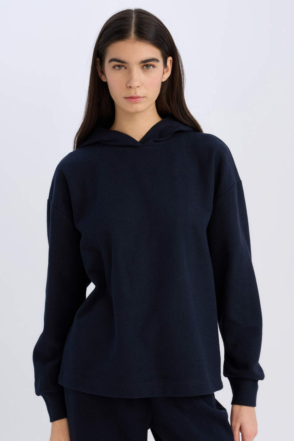 Relax Fit Kapusonlu Basic Duz Sweatshirt - Defacto фото 4