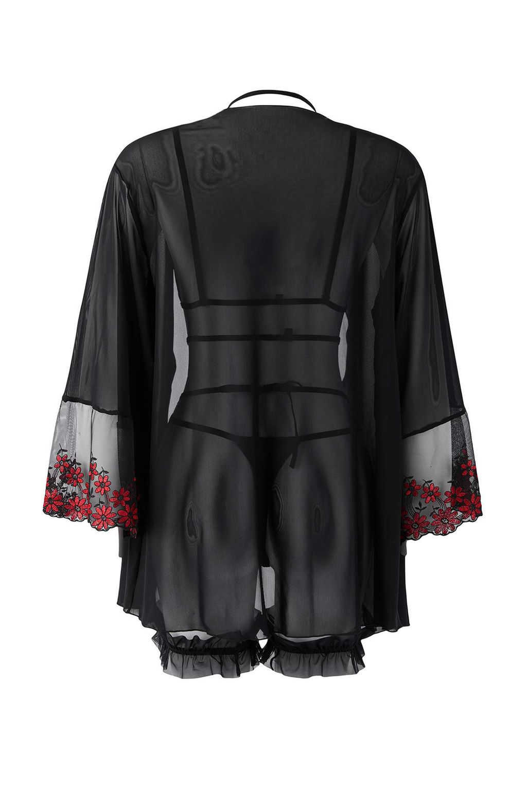 Siyah Sabahl?kl? Cicekli Tul Bacak Bantl? Kaps?z Ic Camas?r? Tak?m? THMAW26CC00029 - Trendyolmilla фото 9