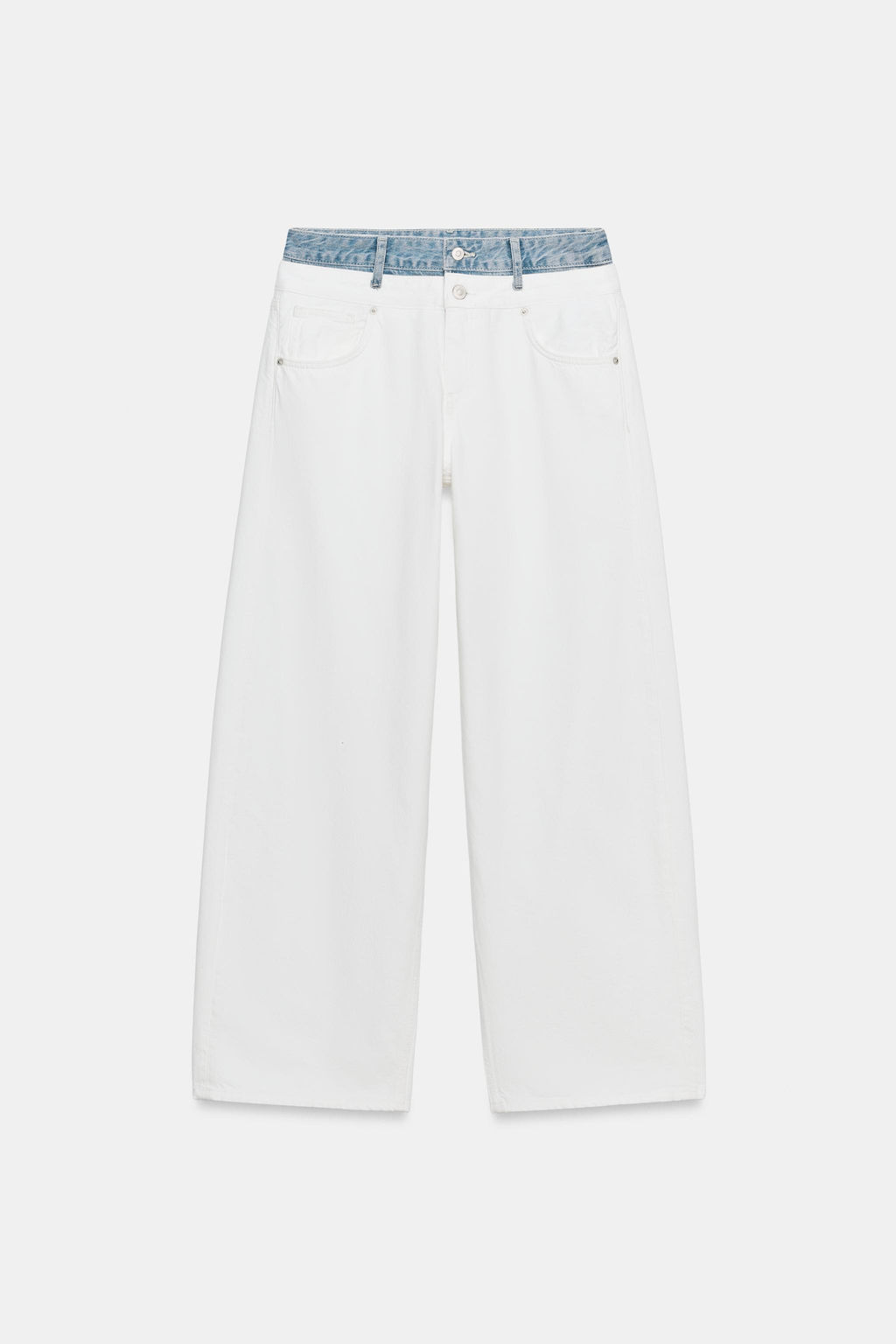 JEANS TRF RECTOS CINTURILLA DOBLE TIRO MEDIO / Blanco