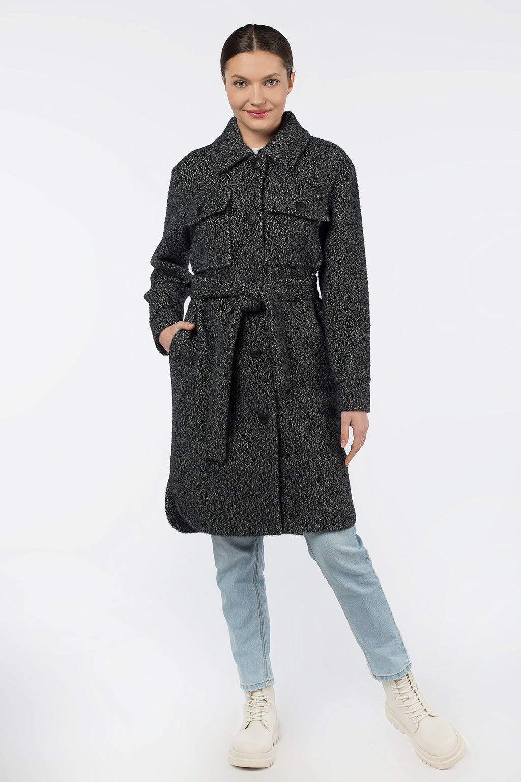 Пальто женское демисезонное (пояс) - El podio фото 2