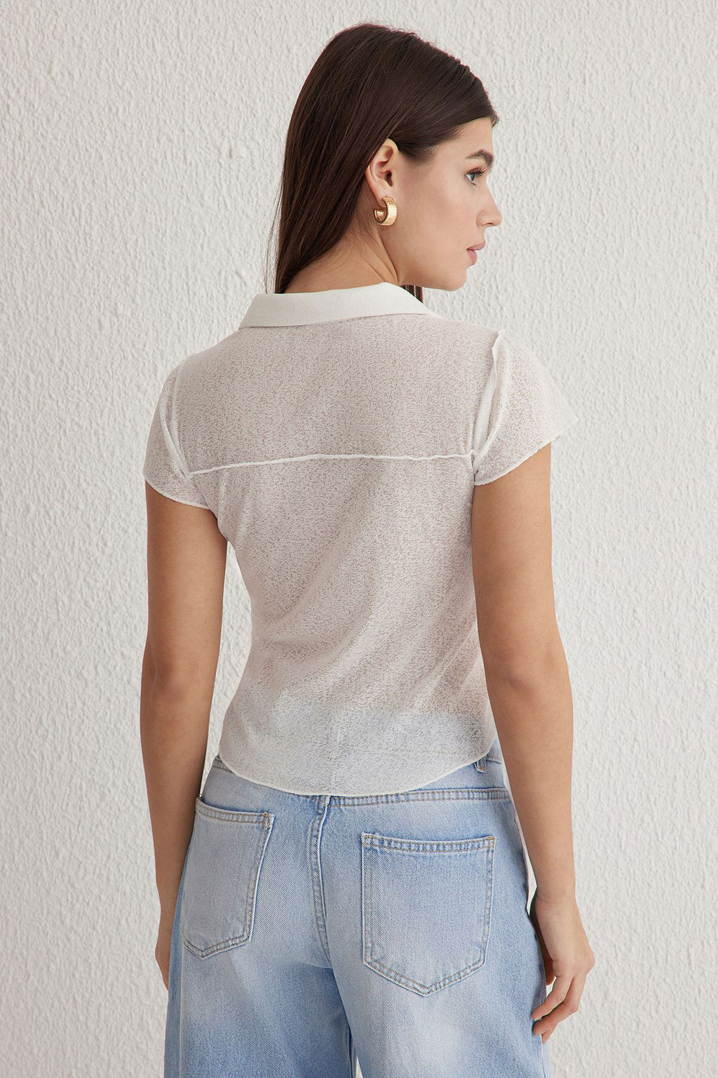 Siyah Fitted/Vucuda Oturan Kopuk Esnek Gomlek TWOSS25GO00027