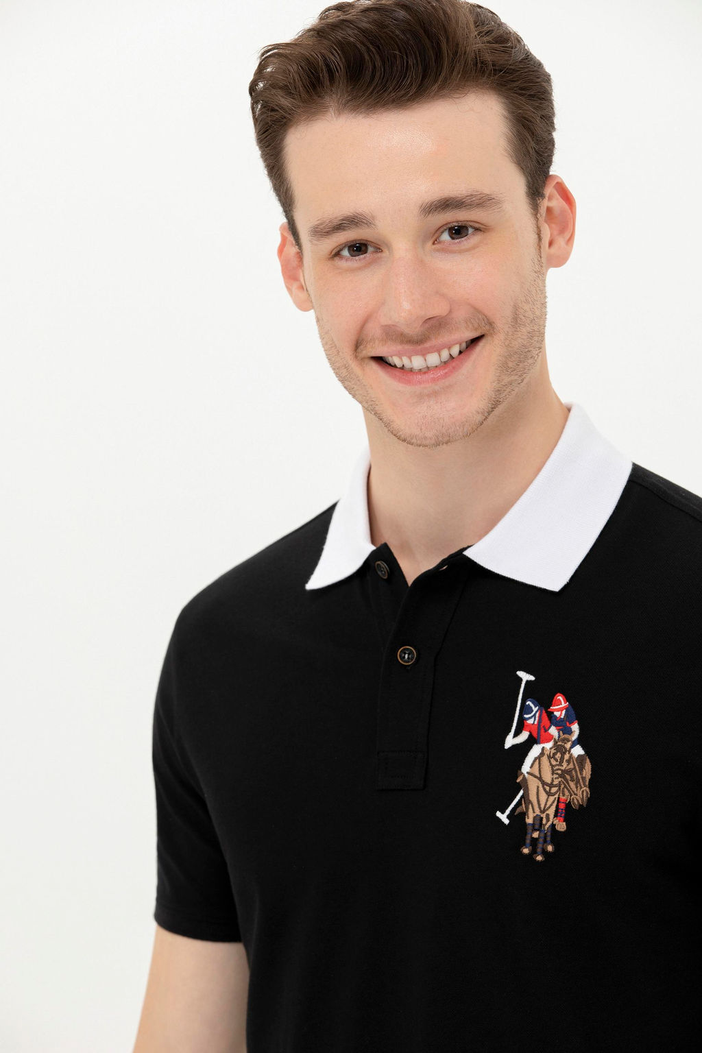 U. S. Polo Assn Мужская черная базовая футболка с воротником-поло - U.s. polo assn фото 3