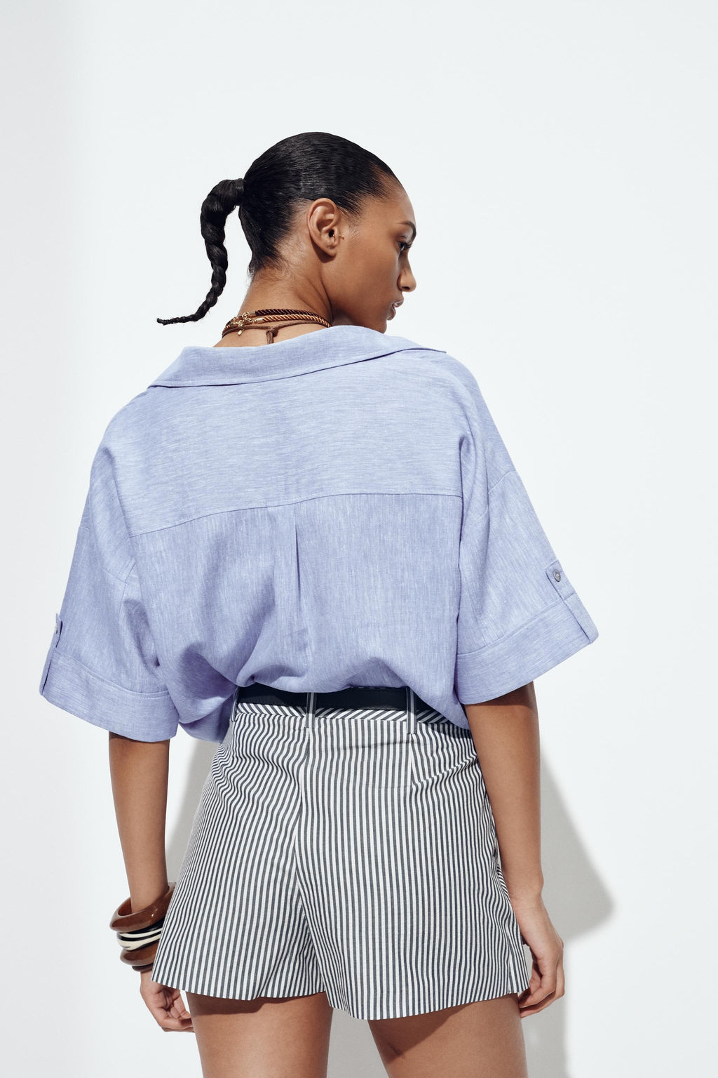 STRIPED CULOTTES WITH BELT - Zara фото 4