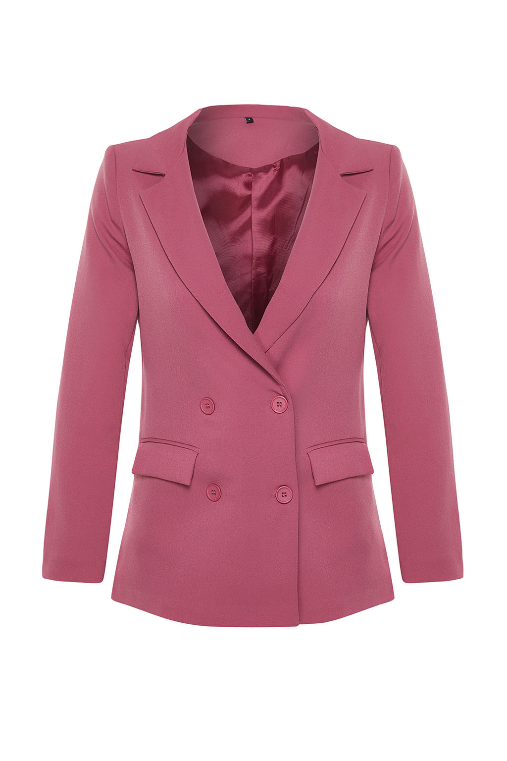Pembe Regular Astarl? Kruvaze Kapama Dokuma Blazer Ceket TWOAW21CE0264