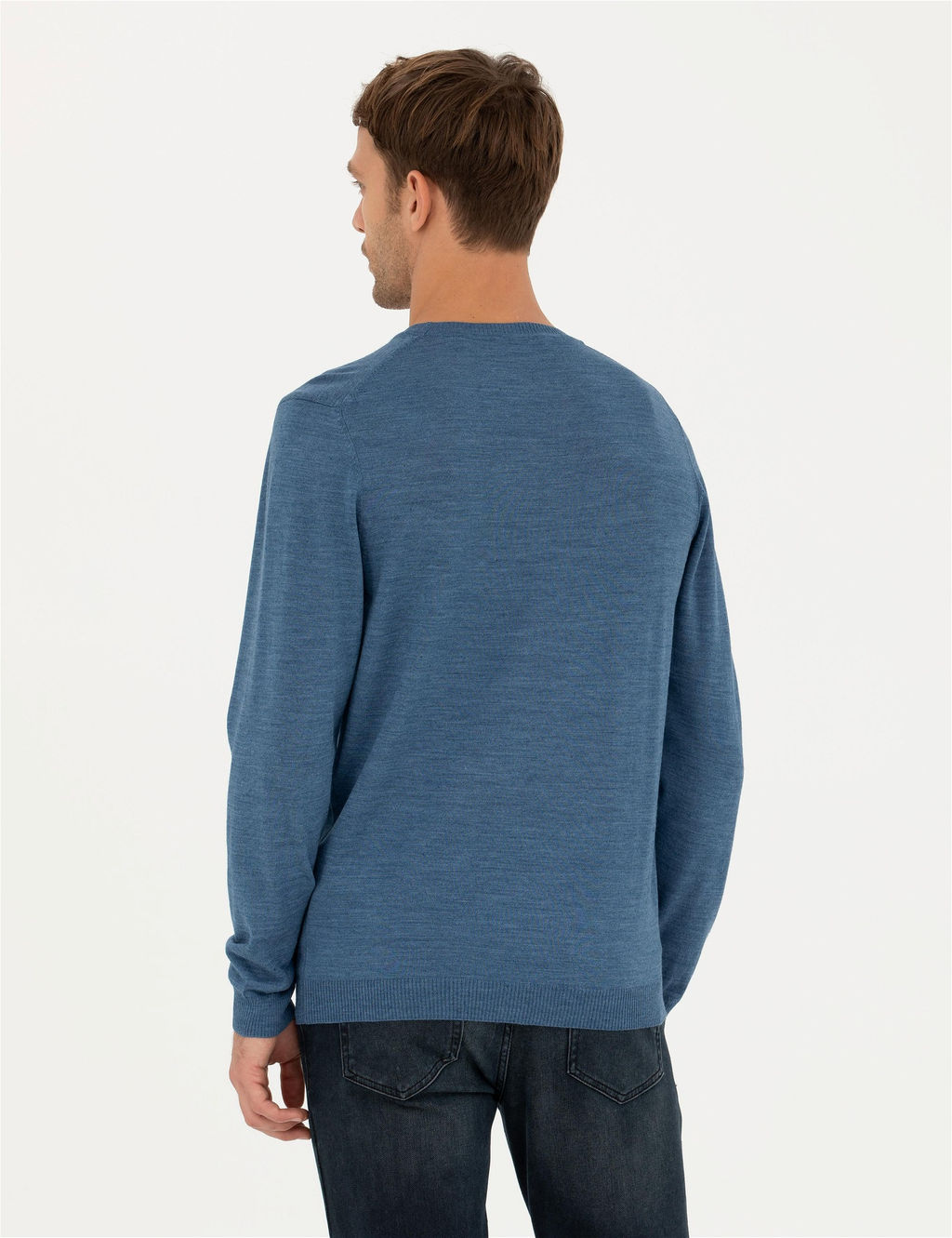 Mavi Slim Fit Bisiklet Yaka Y_n Kar___ml_ Basic Triko Kazak