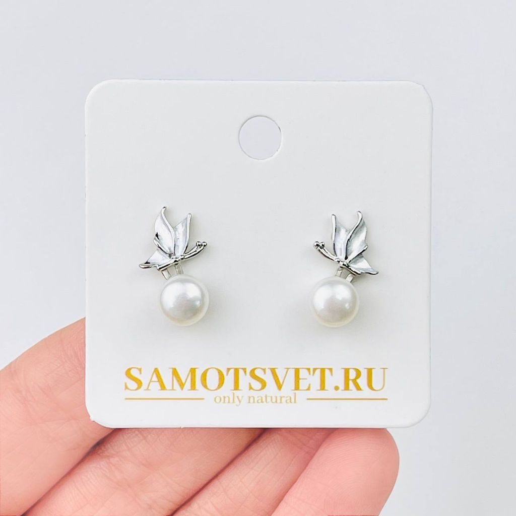 Серьги-пусеты из речного Жемчуга