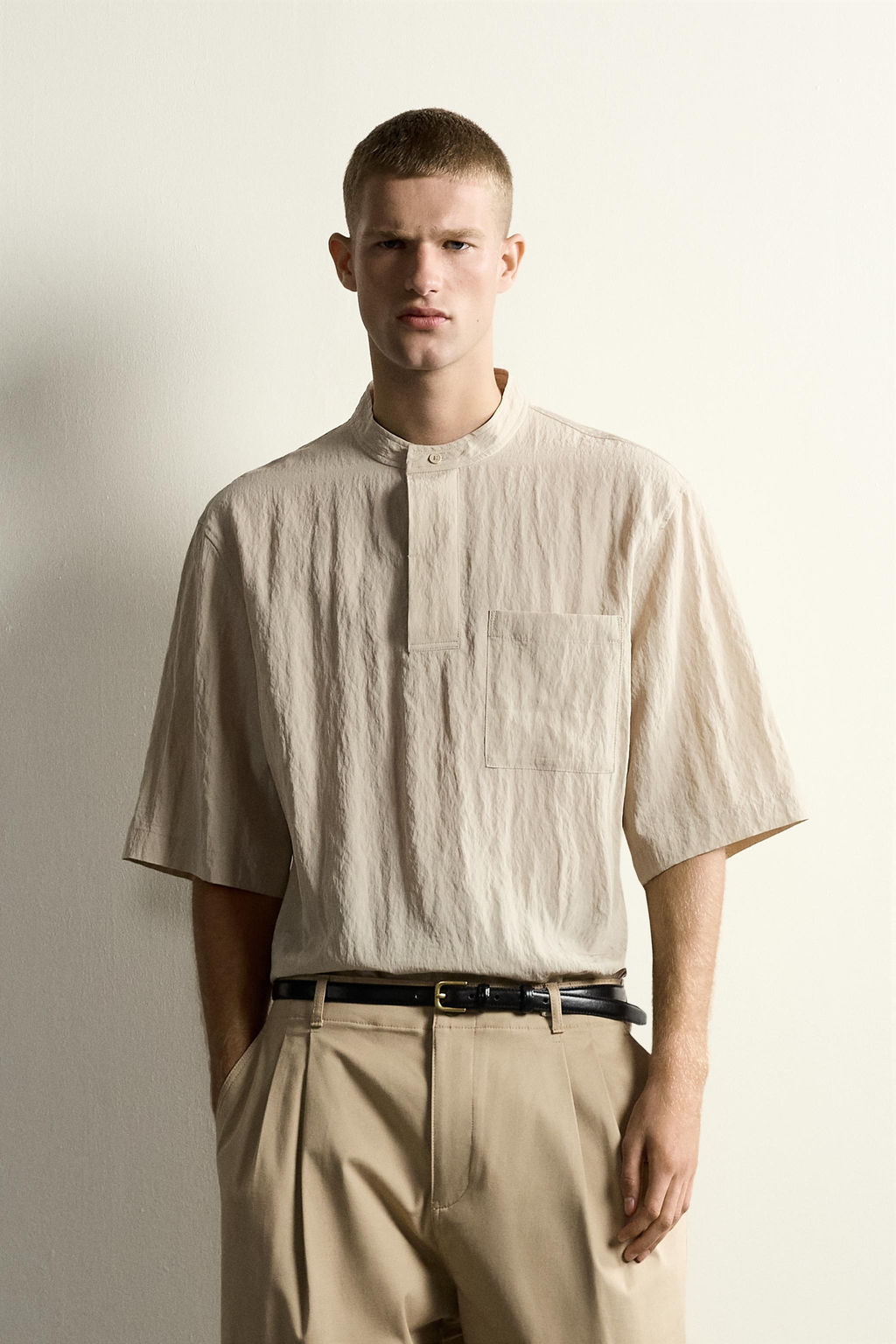 CAMISA POLO FLUIDA / Beige - Zara фото 2