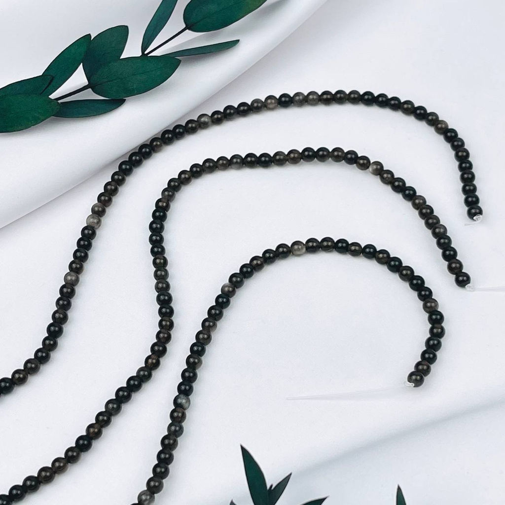 Бусины для украшений из серебристого Обсидиана 39 см