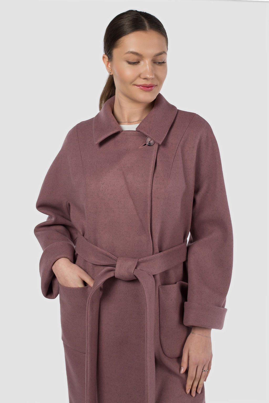 Пальто женское демисезонное (пояс) - El podio фото 5