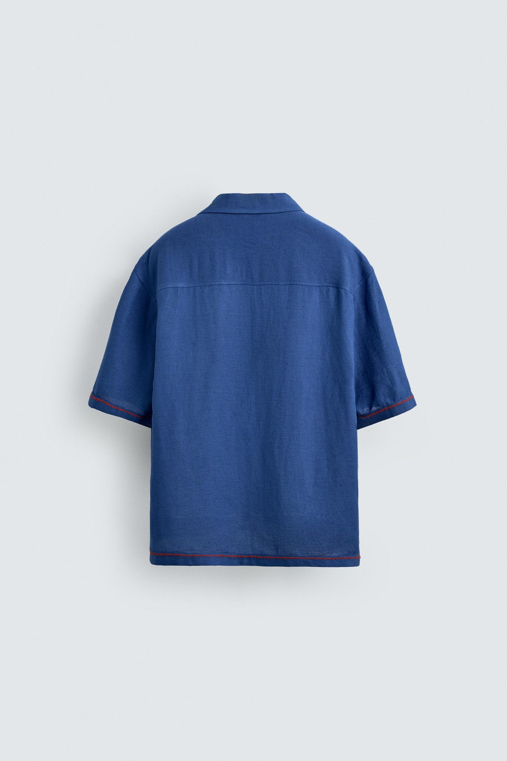 CAMISA VISCOSA - LINO BORDADOS CONTRASTE / Azul el?ctrico - Zara фото 7