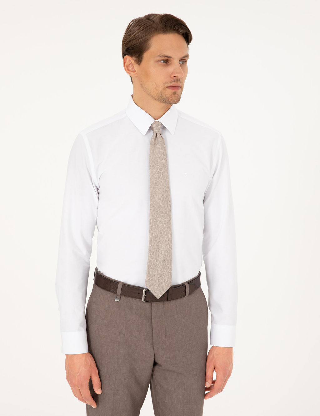 Beyaz Slim Fit Uzun Kollu Basic G_mlek - Pierre cardin фото 3