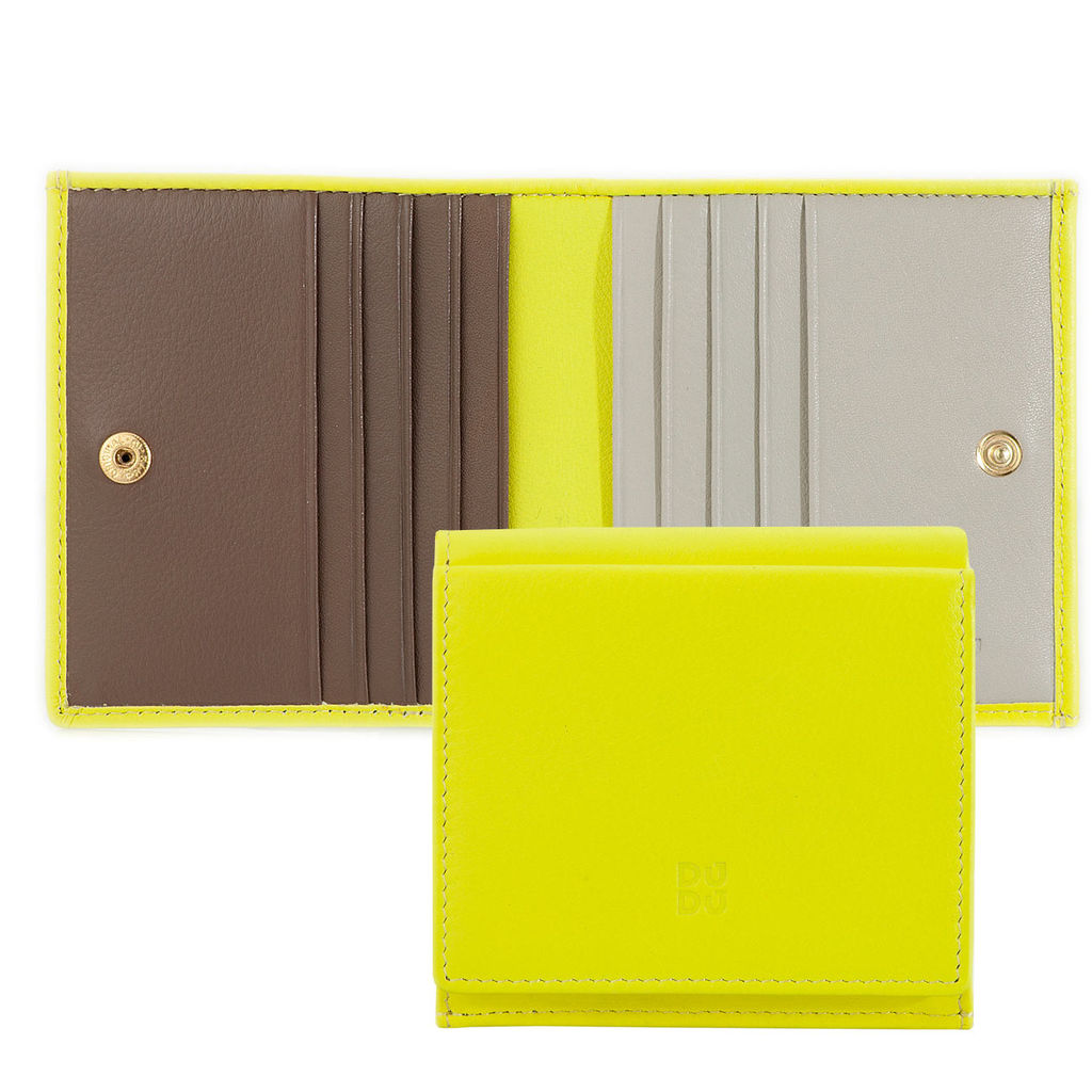 Итальянский кожаный кошелек DuDu серии Flavio | цитрусовый желтый