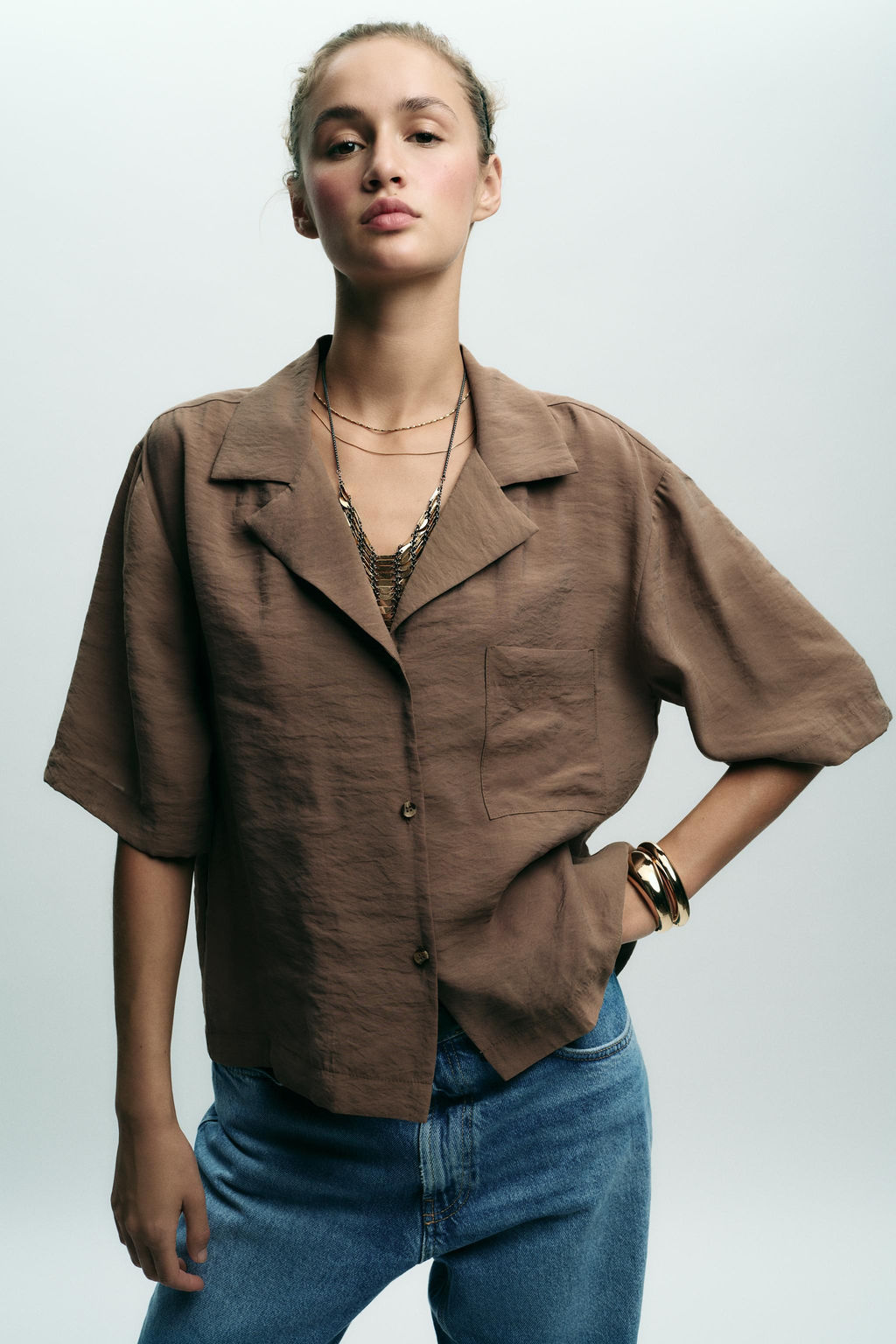 FLOWING SHORT SLEEVE BLOUSE - Zara фото 2