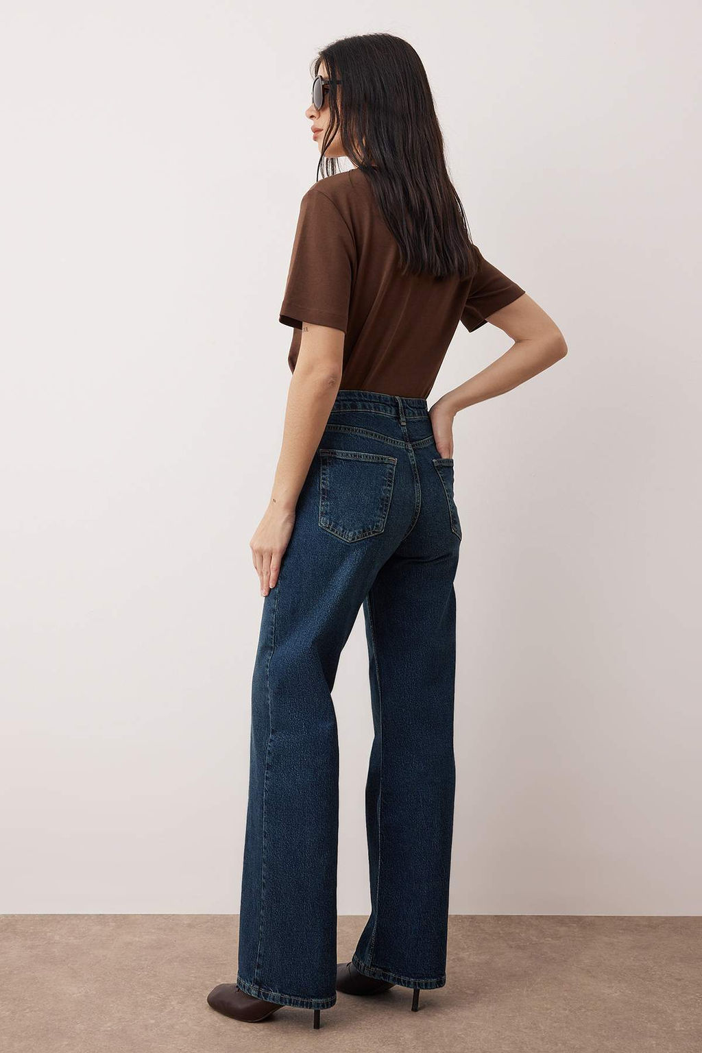 Koyu Mavi Yuksek Bel Orta Esnek Wide Leg Palazzo Jeans TWOAW26JE00084