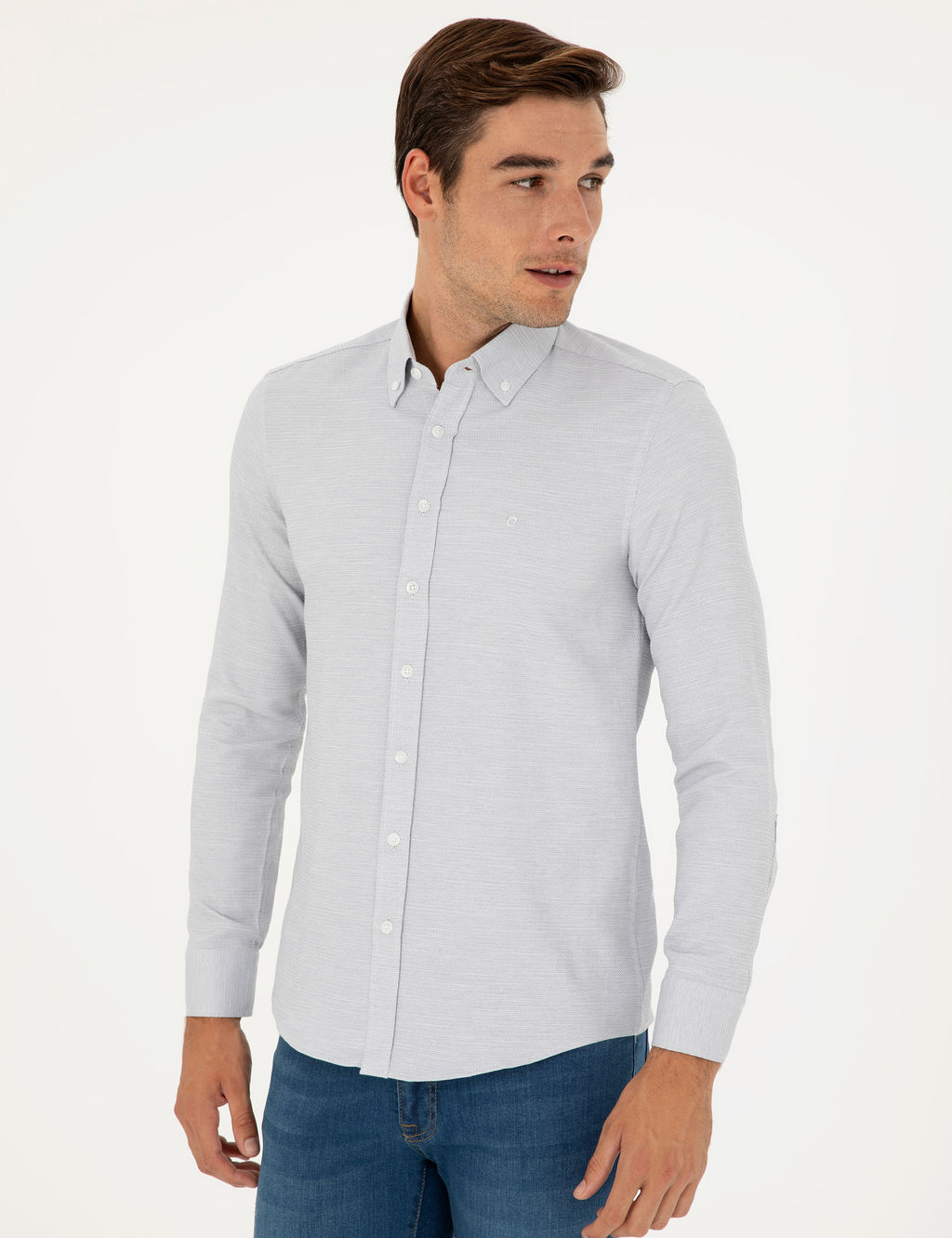 Gri Slim Fit Uzun Kollu G_mlek