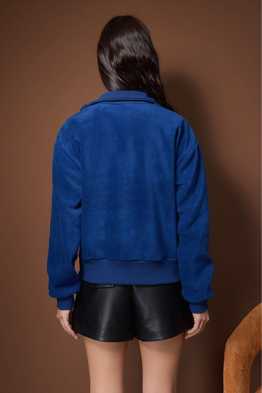 Lacivert Regular/Normal Kal?p Fermuar Detayl? Dik Yaka Polar Kal?n Orme Sweatshirt TWOAW26SW00026