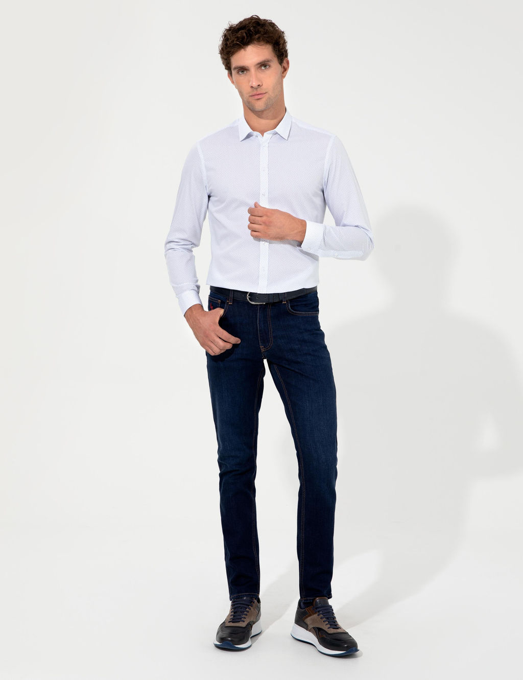 Синяя зауженная рубашка с длинным рукавом - Cacharel фото 4