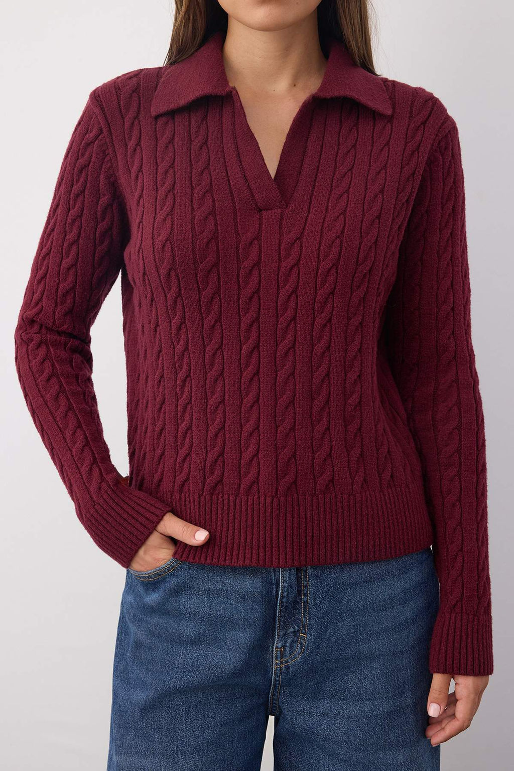 Wardrobe Essentials Bordo Premium IplikSac Orgulu Triko Kazak | TWOAW26KZ00132 - Trendyolmilla фото 3