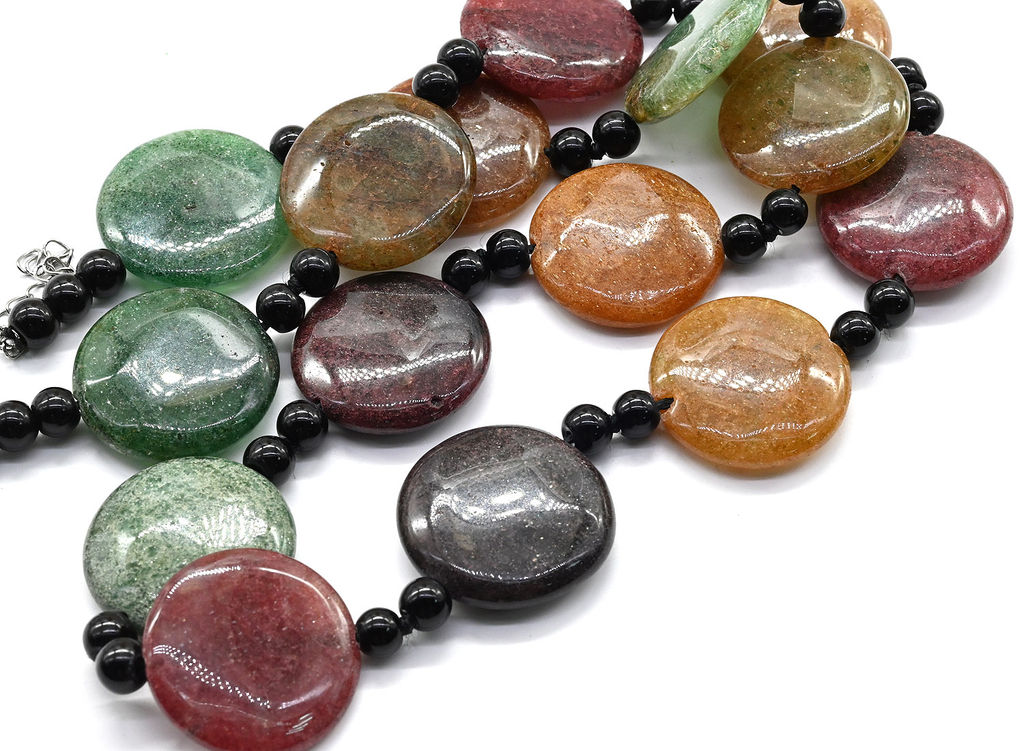 Бусы из авантюрина натурального круг 25мм, 60см Радуга камня фото 3