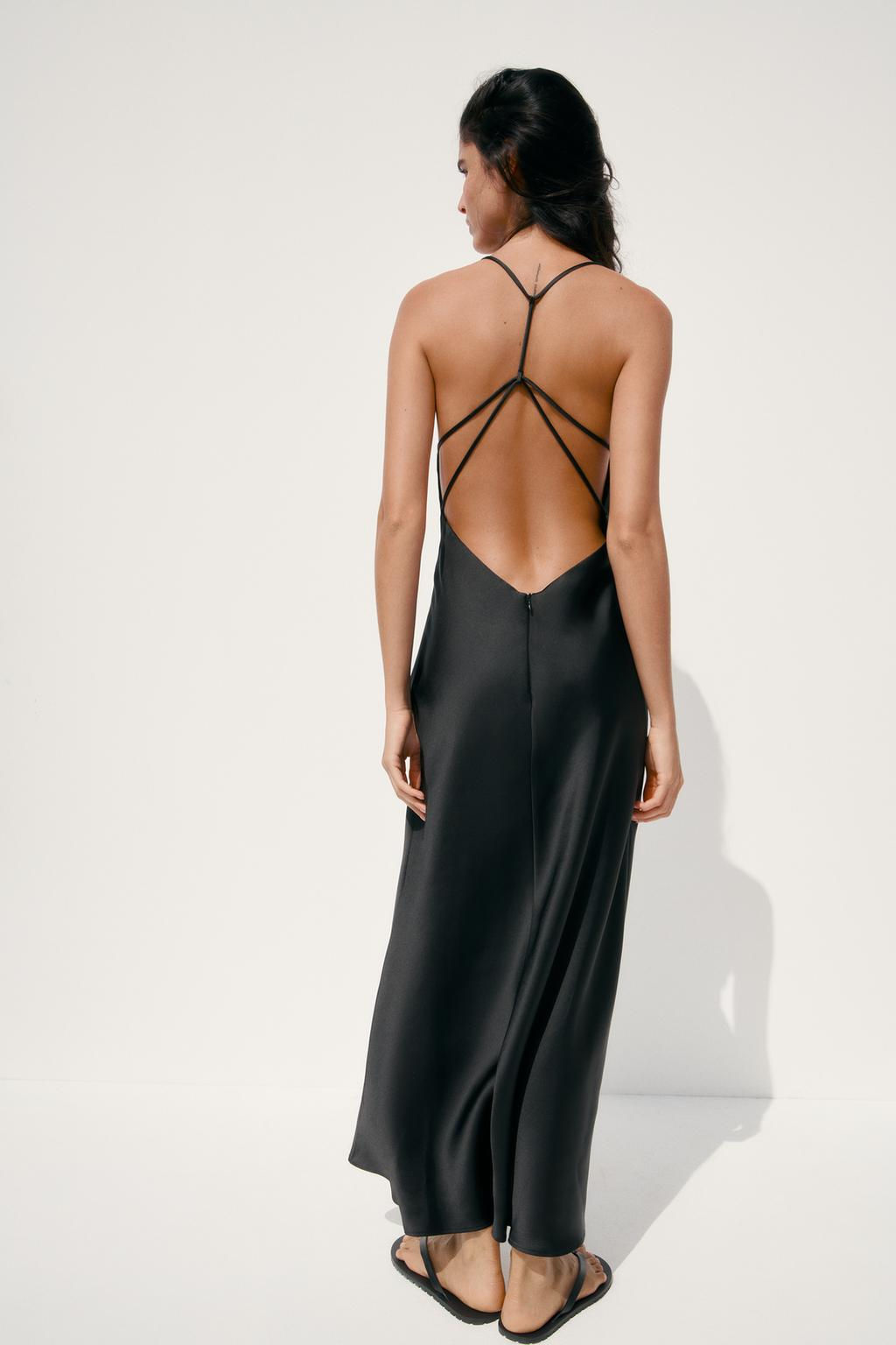SATIN MIDI DRESS WITH STRAPS ON THE BACK - Zara фото 6