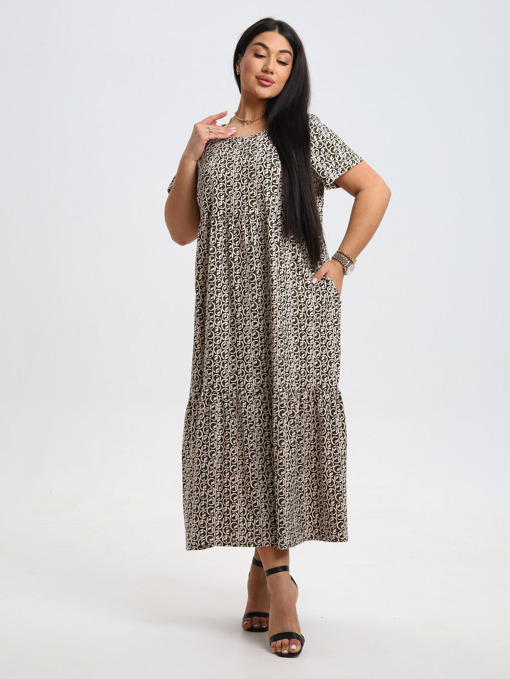 Трикотажное платье бежевое КП-02 (6)