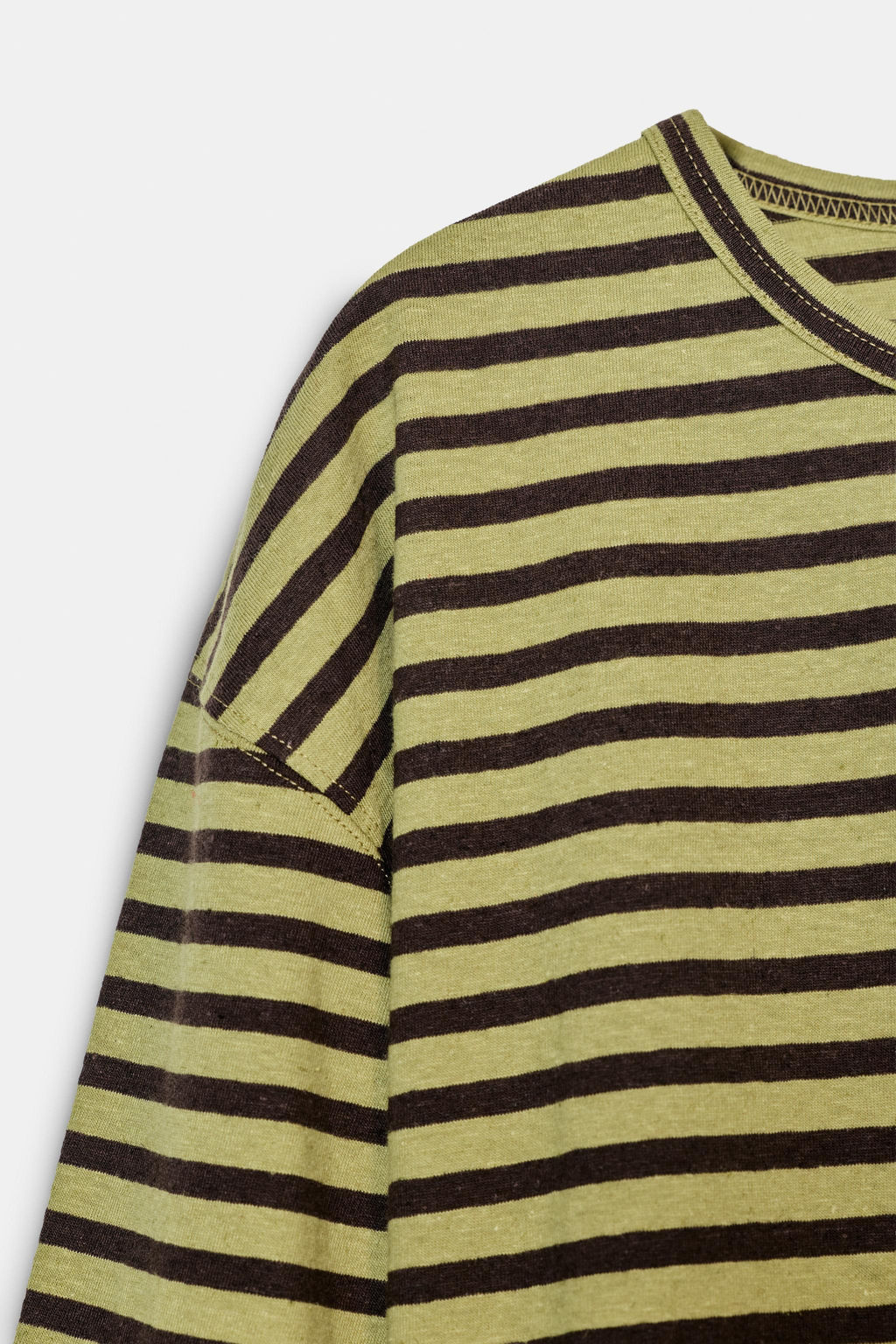 STRIPED COTTON AND LINEN T-SHIRT - Zara фото 18