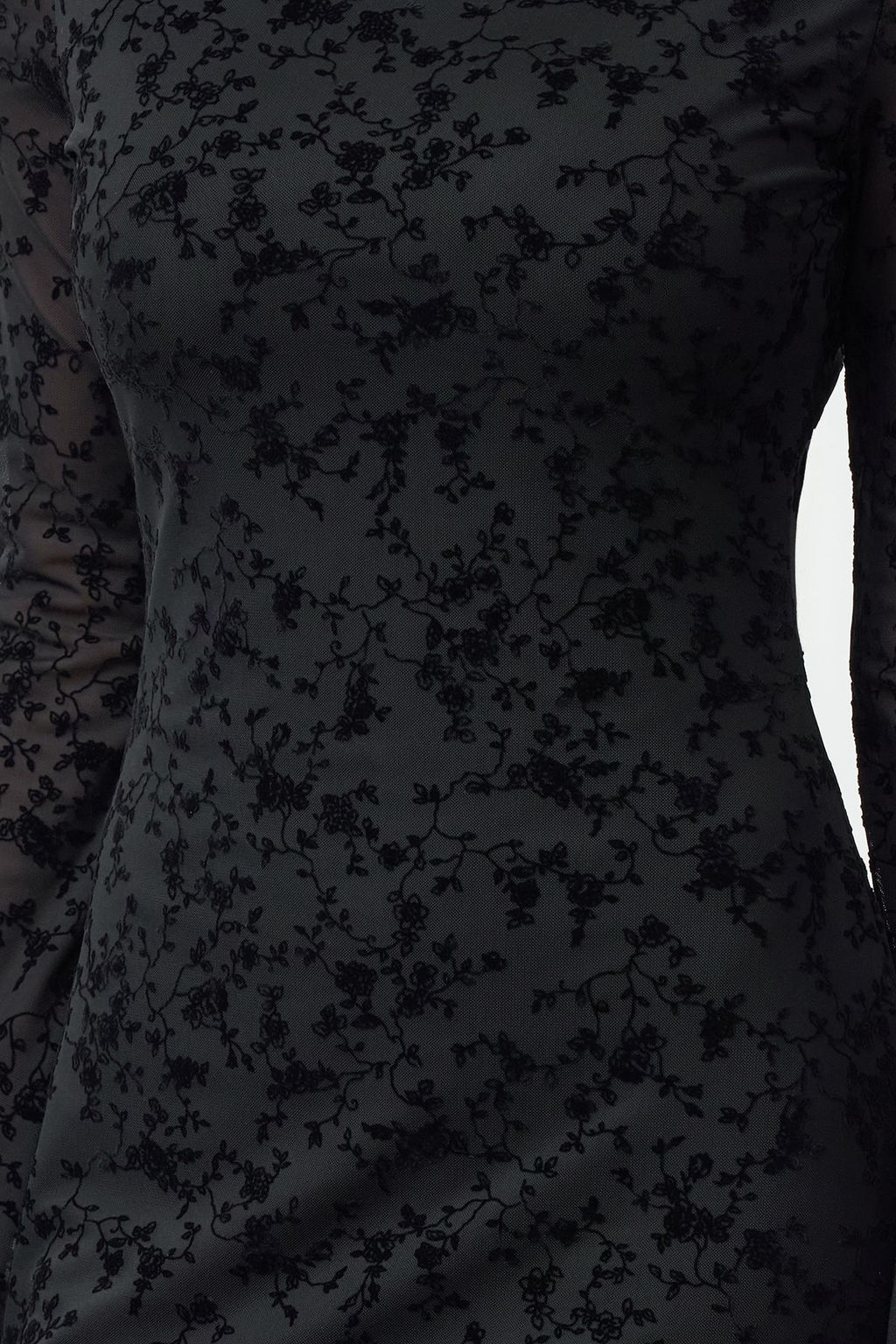 TRENDYOLMILLA Siyah Flok Bask?l? Vucuda Oturan Mini Orme Elbise TWOAW25EL00562 фото 3