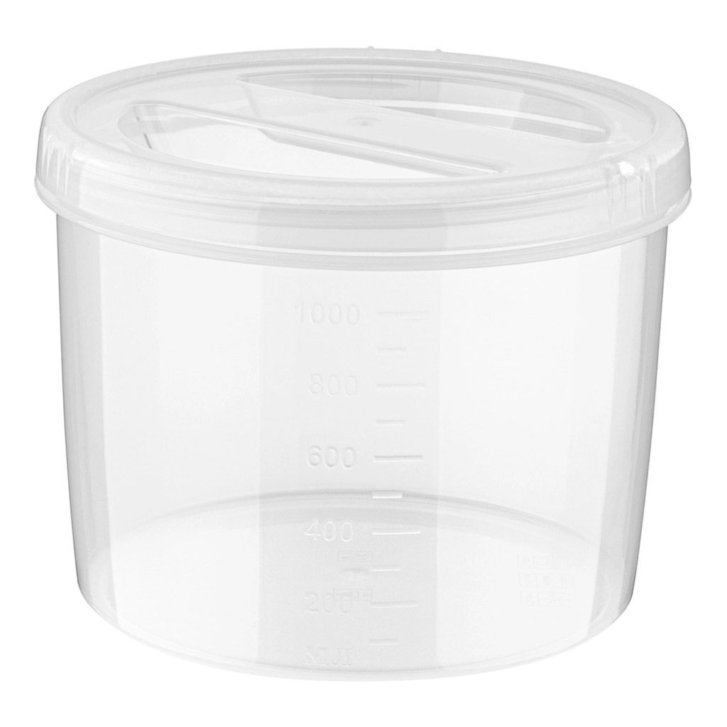 Банка для сыпучих продуктов пластмассовая 1,2л "Твист", д14см, h11см, закручивающаяся крышка, прозрачный, Phibo (Россия)