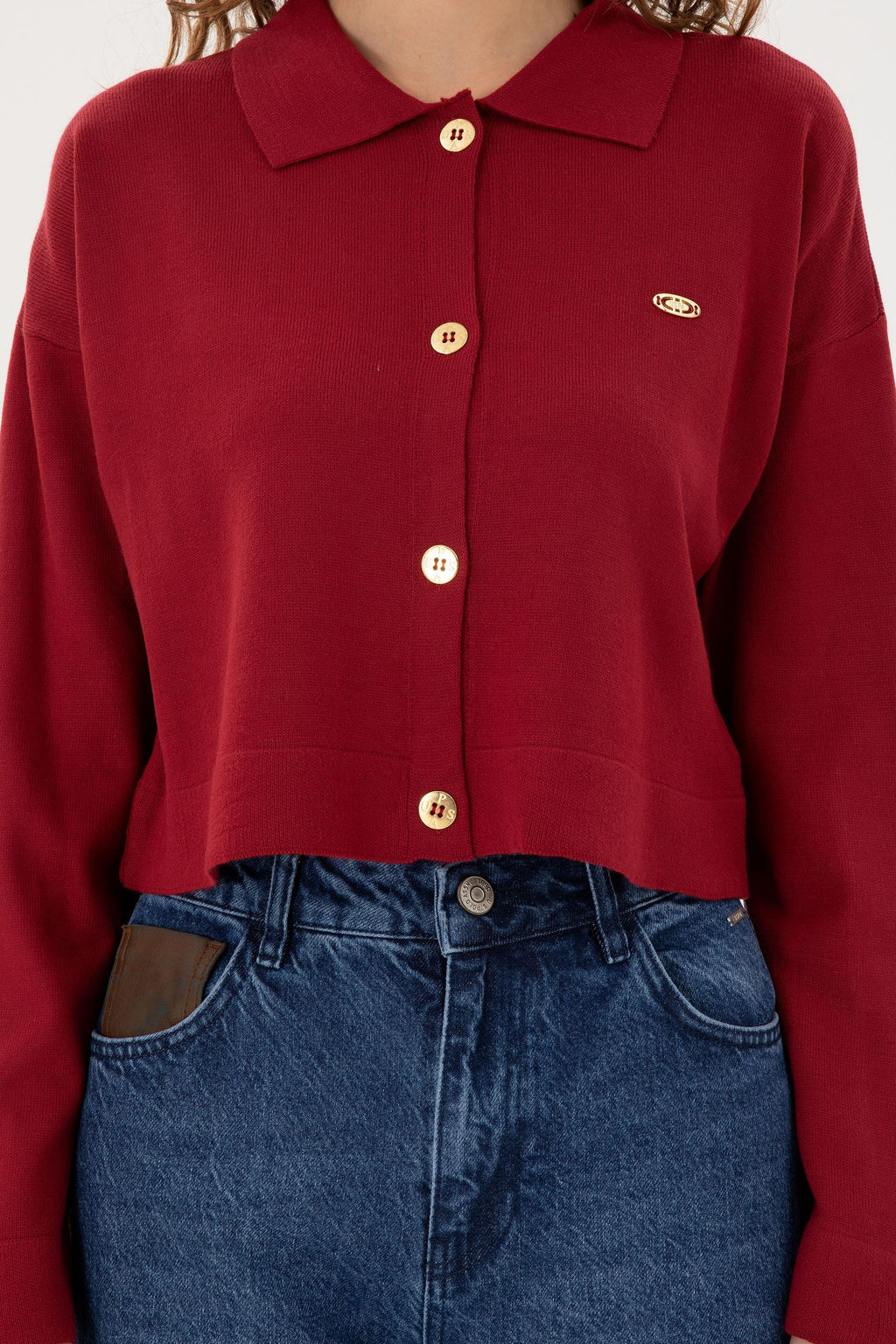 Женский трикотажный кардиган вишневого цвета Неожиданная скидка в корзине - U.s. polo assn фото 6