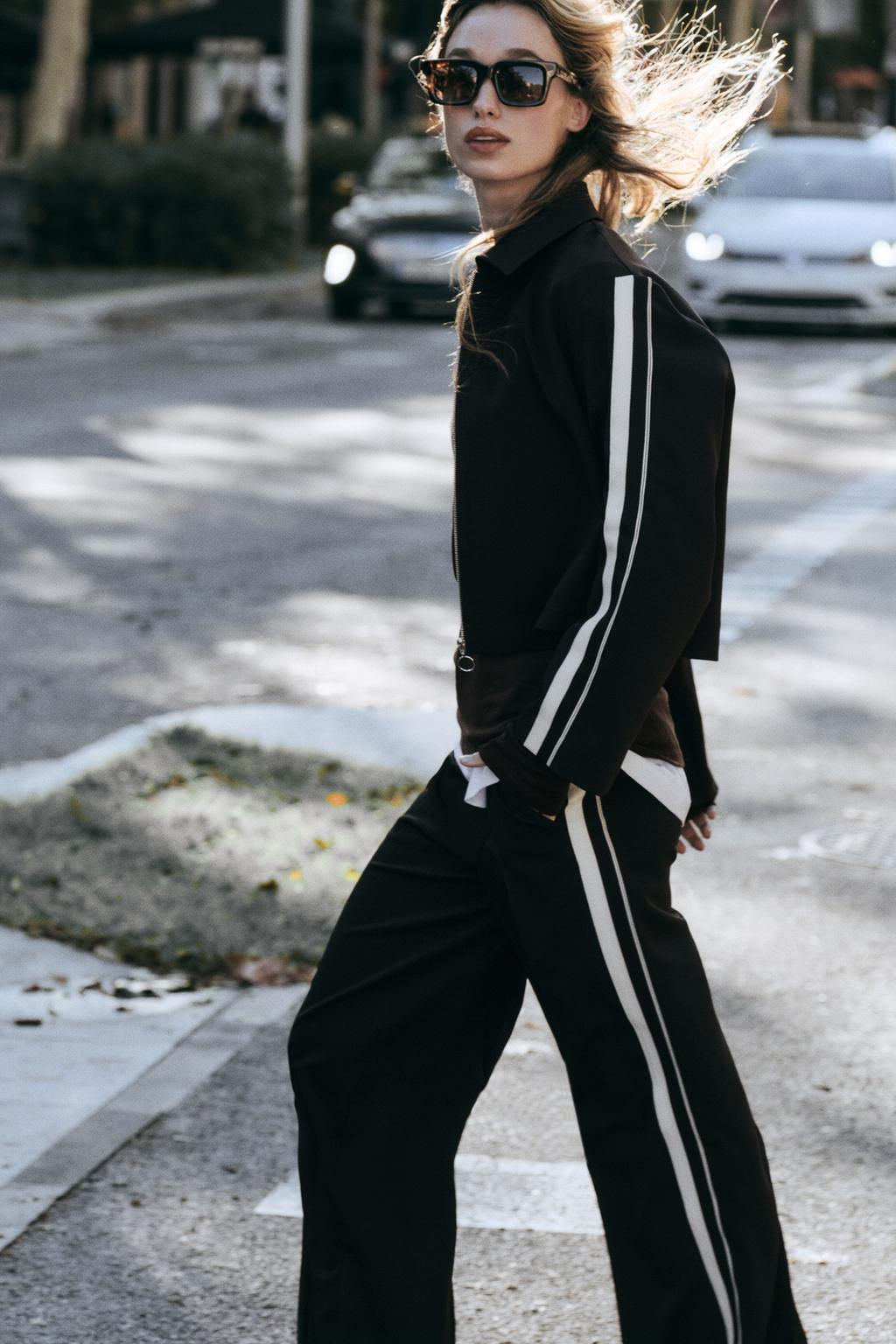 WIDE-LEG TROUSERS WITH SIDE STRIPES - Zara фото 6