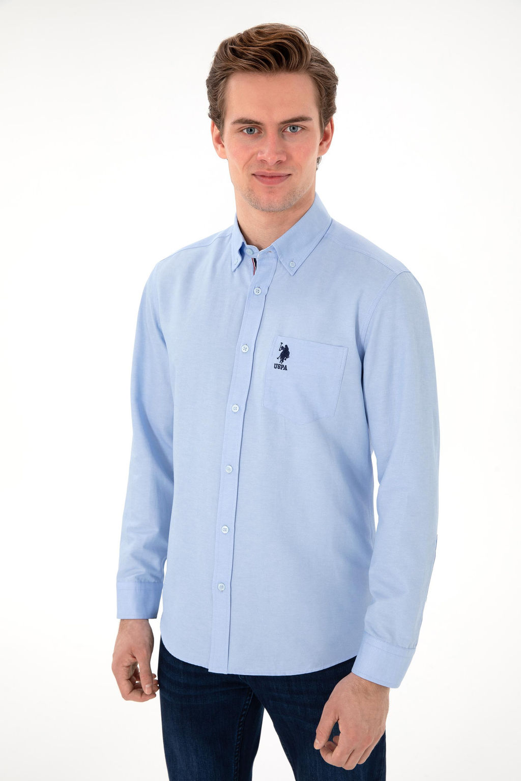 Erkek A__k Mavi Uzun Kollu G_mlek Sepette S_rpriz _ndirim - U.s. polo assn фото 3