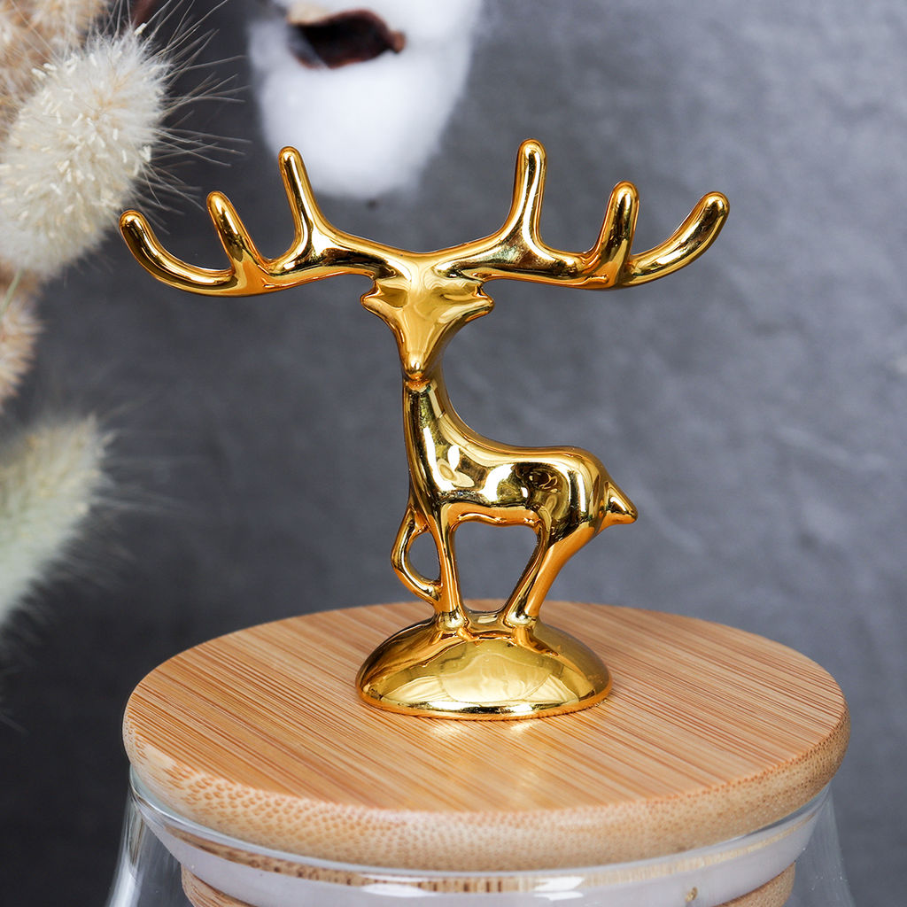 Банка для сыпучих бамбуковая крышка с фигуркой 500 мл 11,5х10,5 см / LCSC2442 /уп 100/ новогодняя