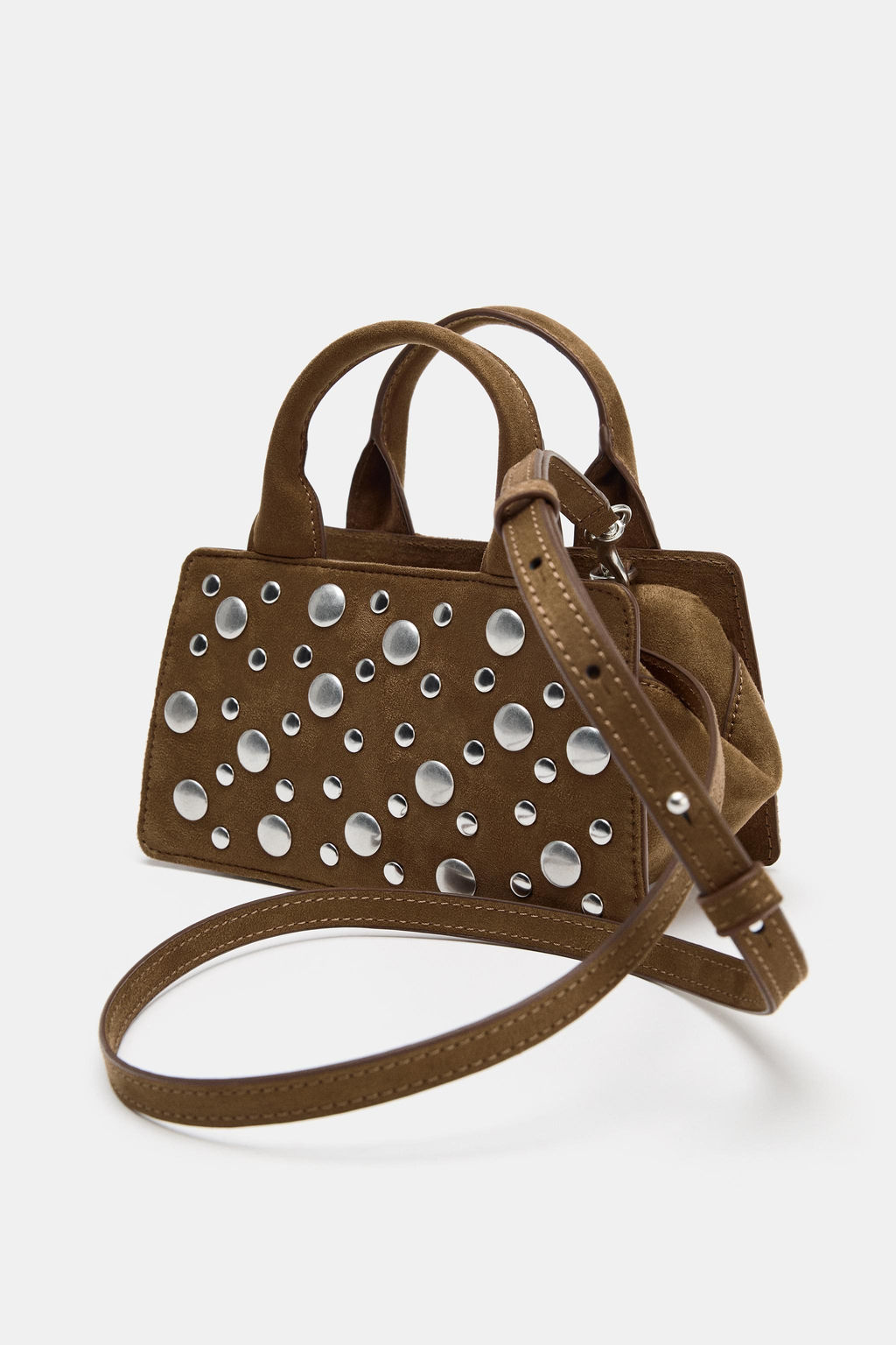 BOLSO DE MANO TACHAS / Verde - Zara фото 4