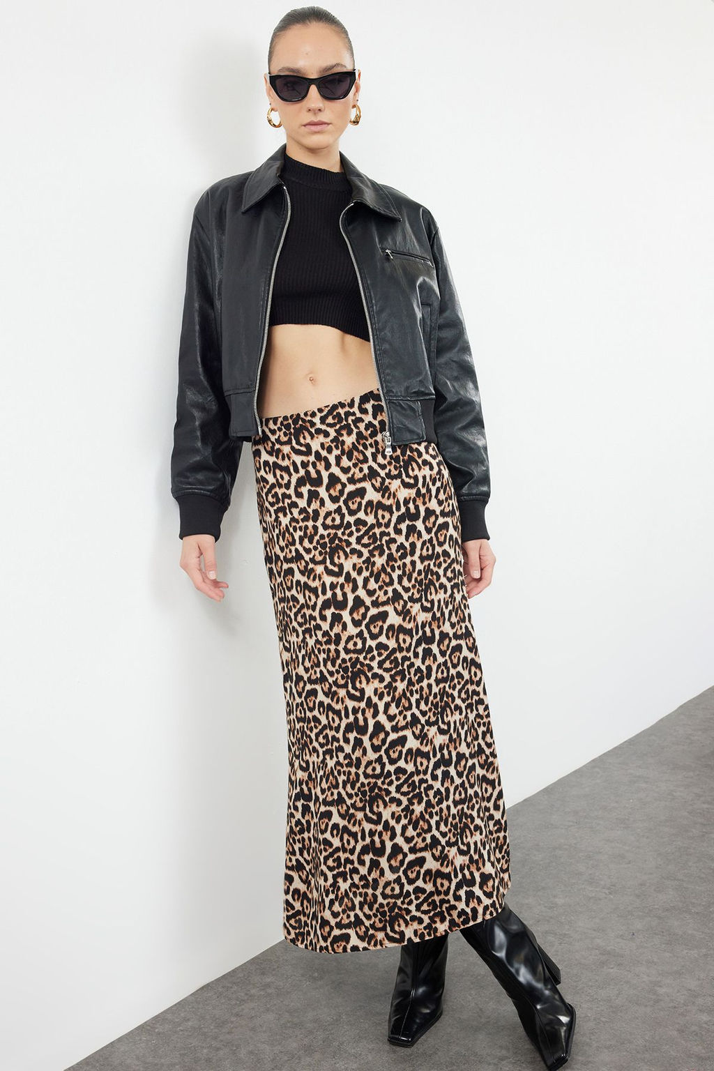 TRENDYOLMILLA Cok Renkli Leopar Animal Desenli Maxi Boy Dokuma Etek TWOAW25ET00030 фото 7