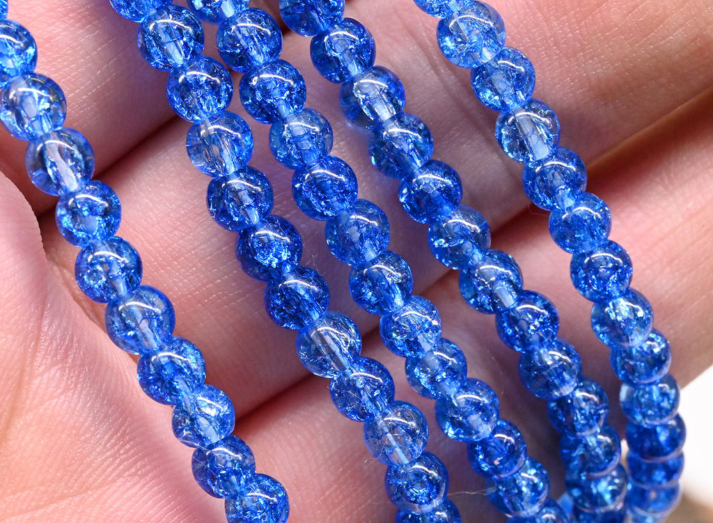 Браслет из сахарного кварца шарик 4мм цв.синий, 17см