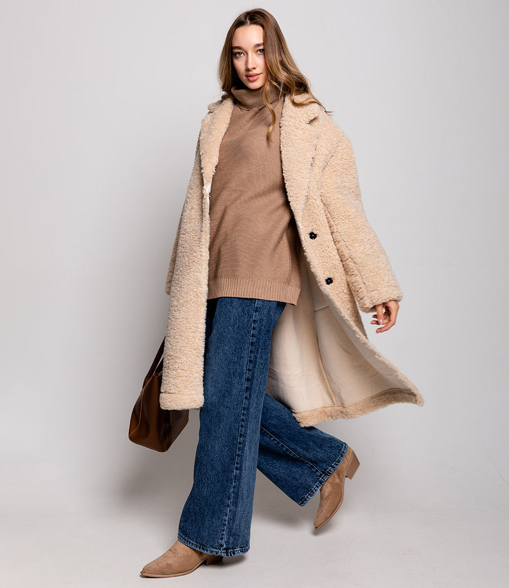 Шуба #КТ2302 (5), бежевый - Dommod фото 3