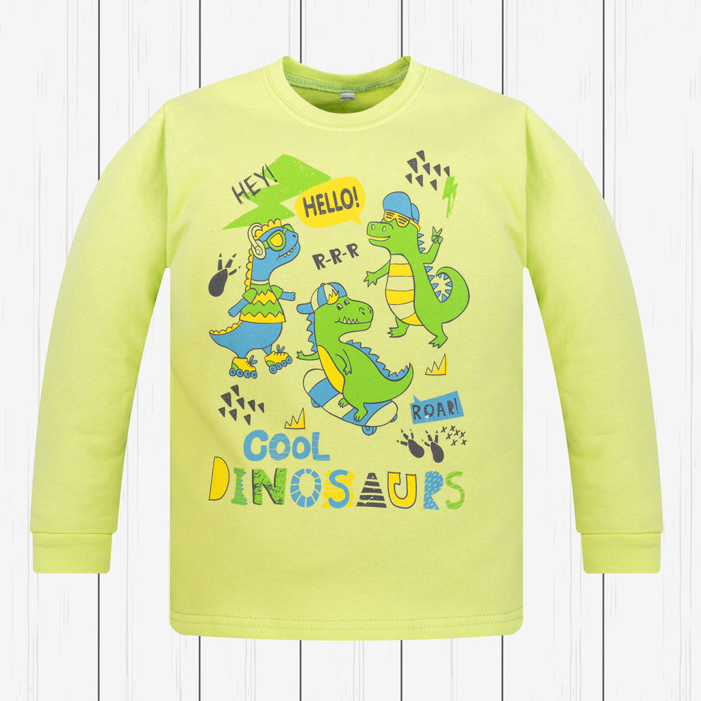 Пижама детская из футера салатовая дино