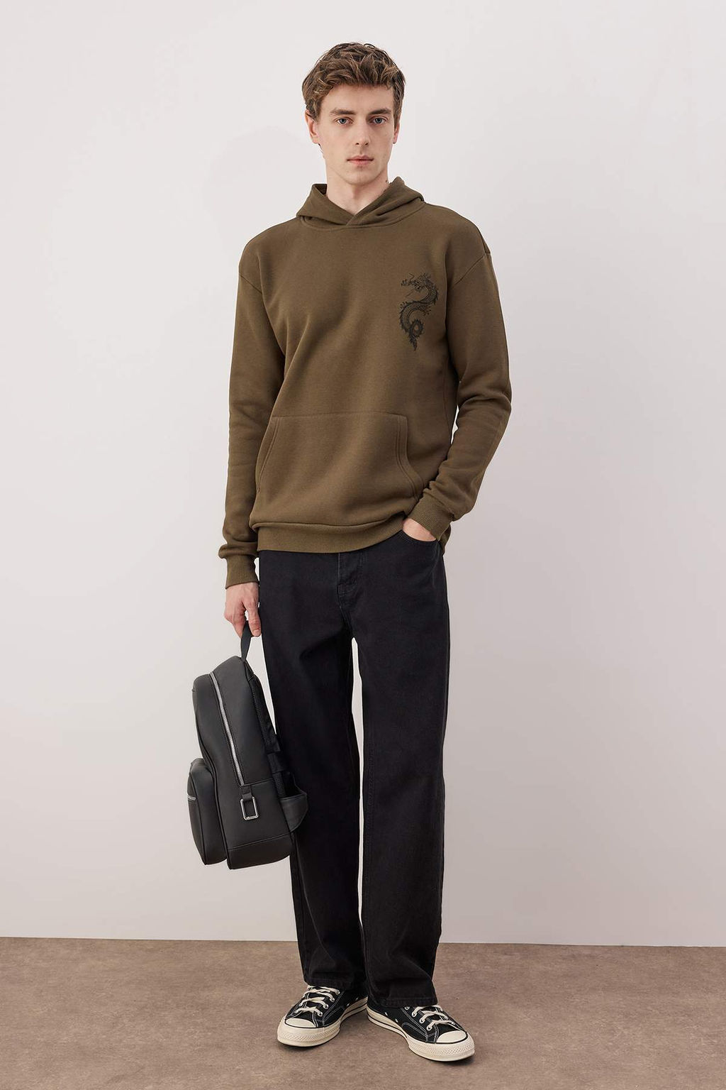 Antrasit Regular/Normal Kesim Bask?l? Kapusonlu Sweatshirt TMNAW26SW00065 - Trendyolmilla фото 11