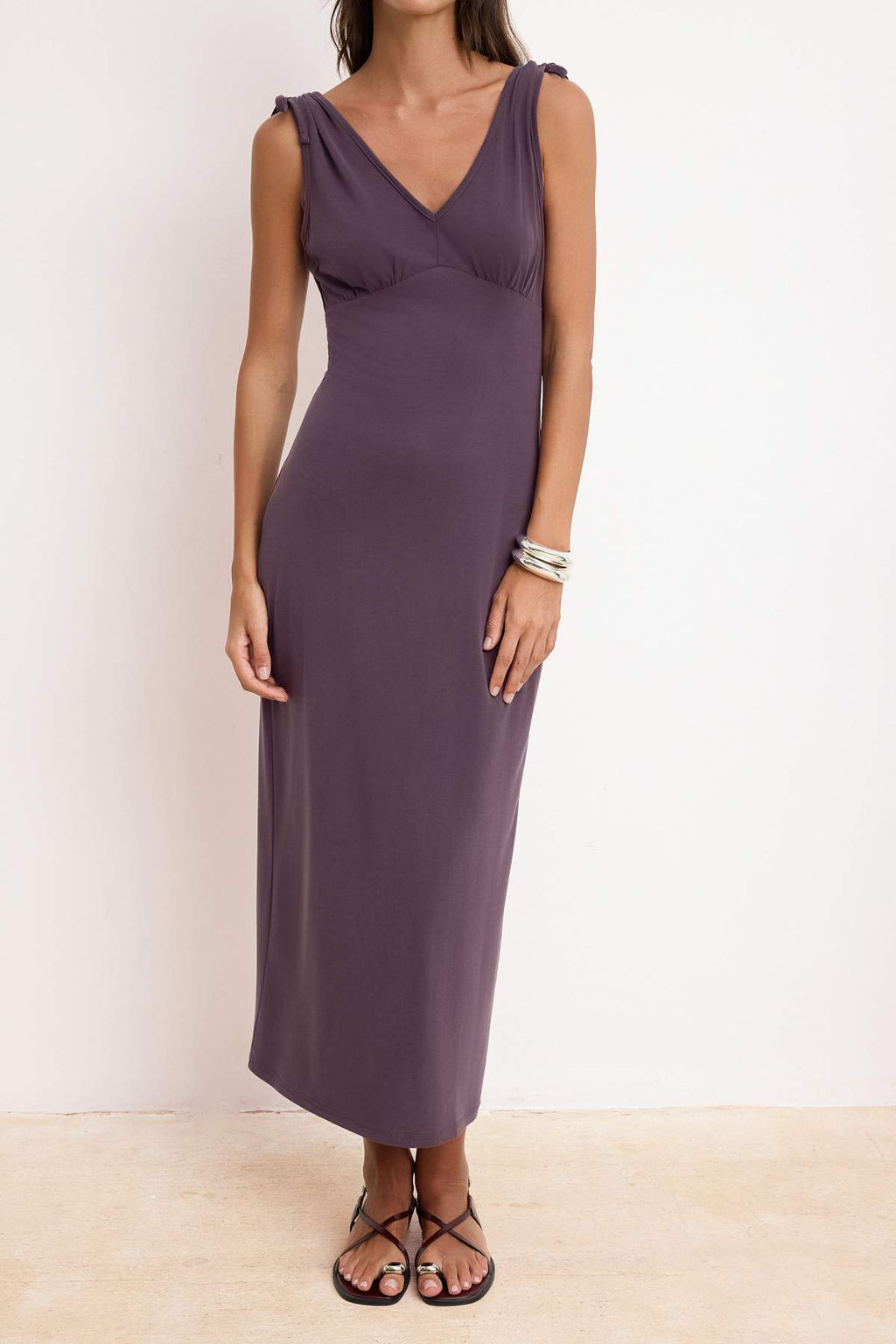 Murdum Bodycon V Yaka Kolsuz Baglama Detayl? Modal Orme Elbise TWOSS26EL00205