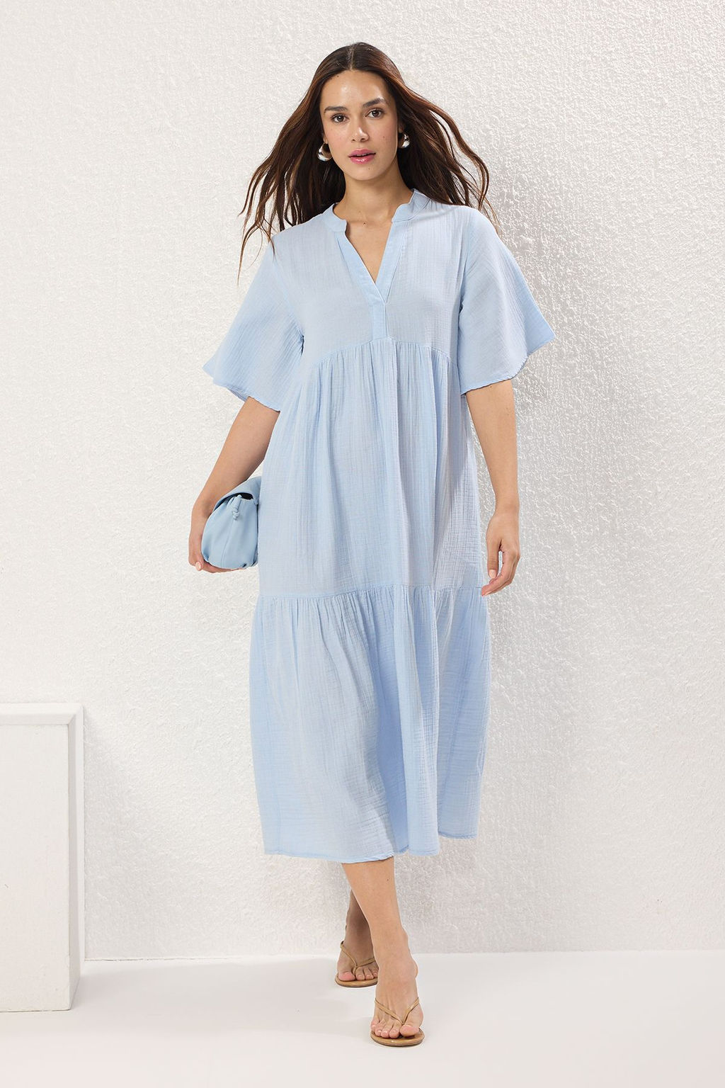 TRENDYOLMILLA Haki Muslin Genis Kesim Midi Dokuma Elbise TWOSS25EL00209  фото 5