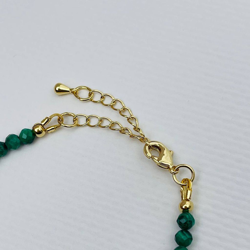 Браслет из Малахита со вставкой "Крест" 18 см +