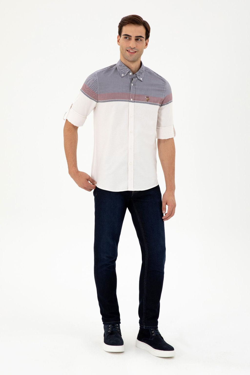 Мужская бордовая рубашка с длинным рукавом Неожиданная скидка в корзине - U.s. polo assn фото 4