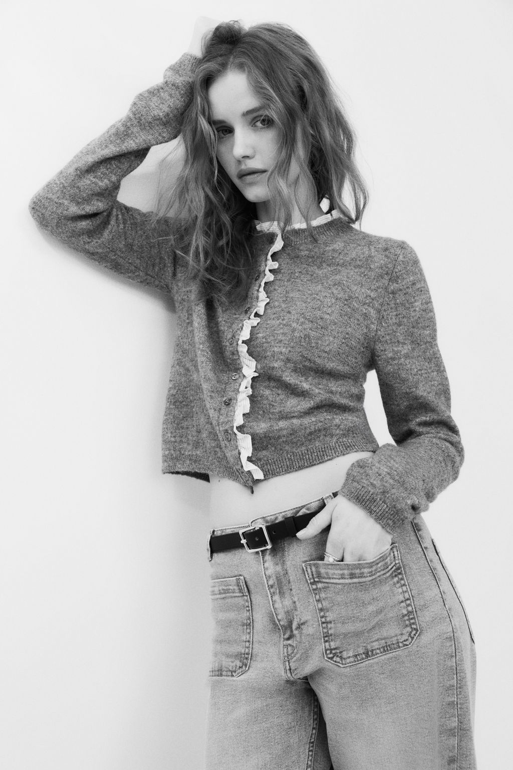 C?rdigan en punto fino con ribete de volantes - H&m фото 2