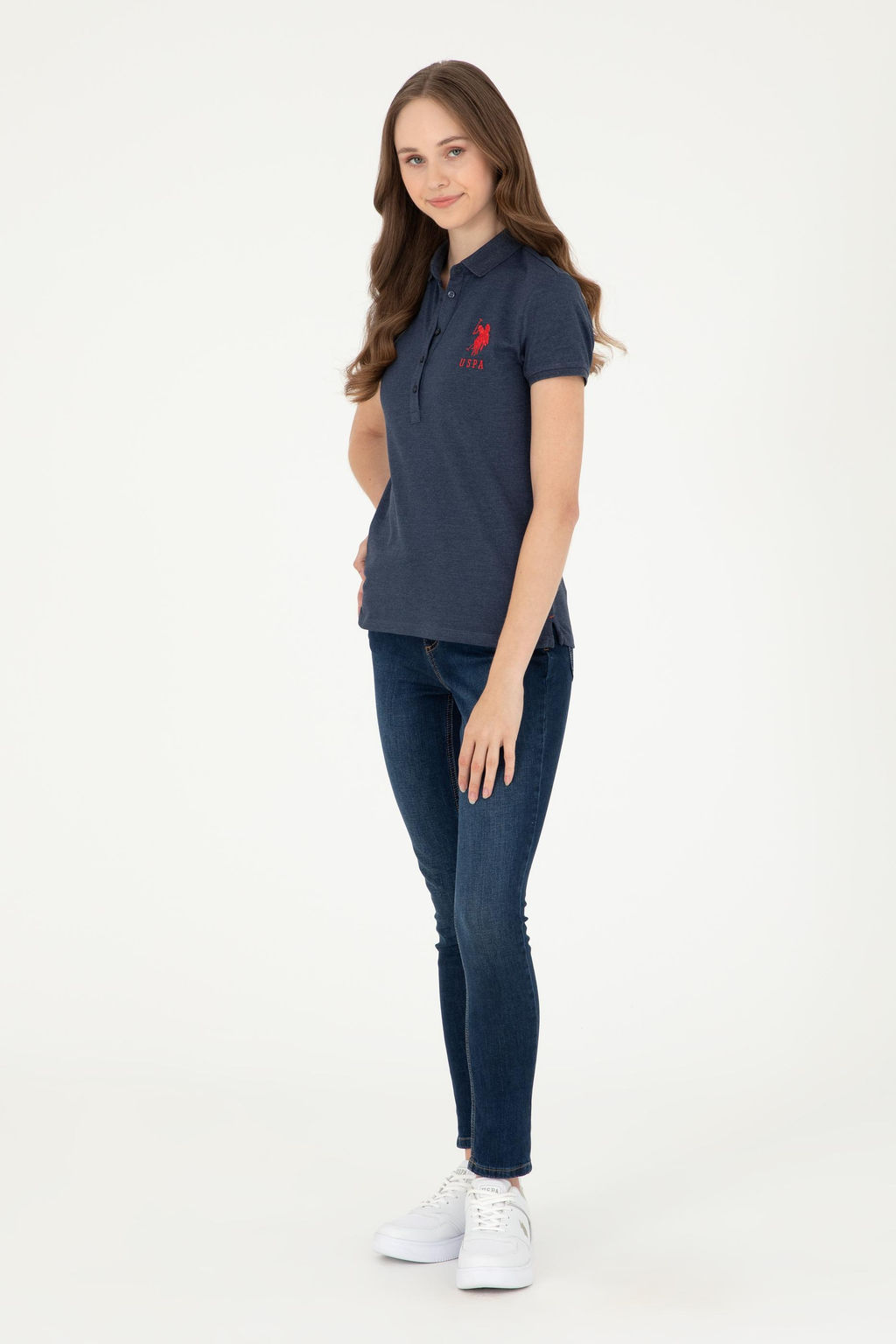 Женская темно-синяя базовая футболка Неожиданная скидка в корзине - U.s. polo assn фото 4