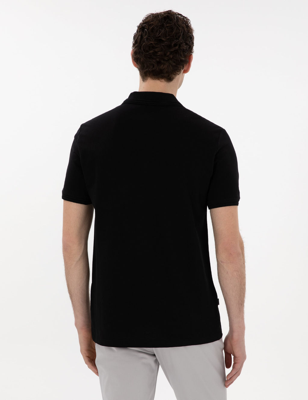 Siyah Regular Fit %100 Pamuk Polo Yaka Basic Ti__rt