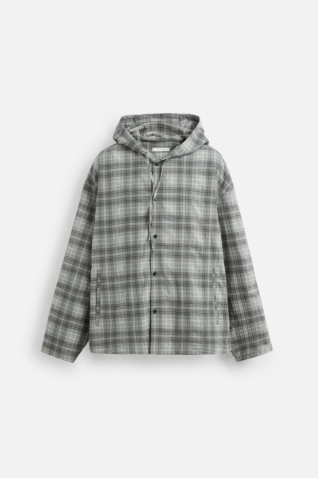 HOODED CHECK OVERSHIRT - Zara фото 7