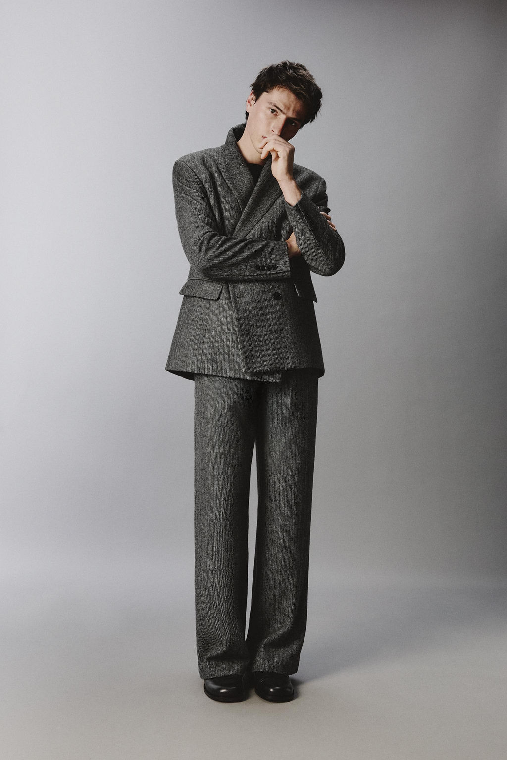 HERRINGBONE TEXTURED SUIT TROUSERS WITH WOOL - Zara фото 15