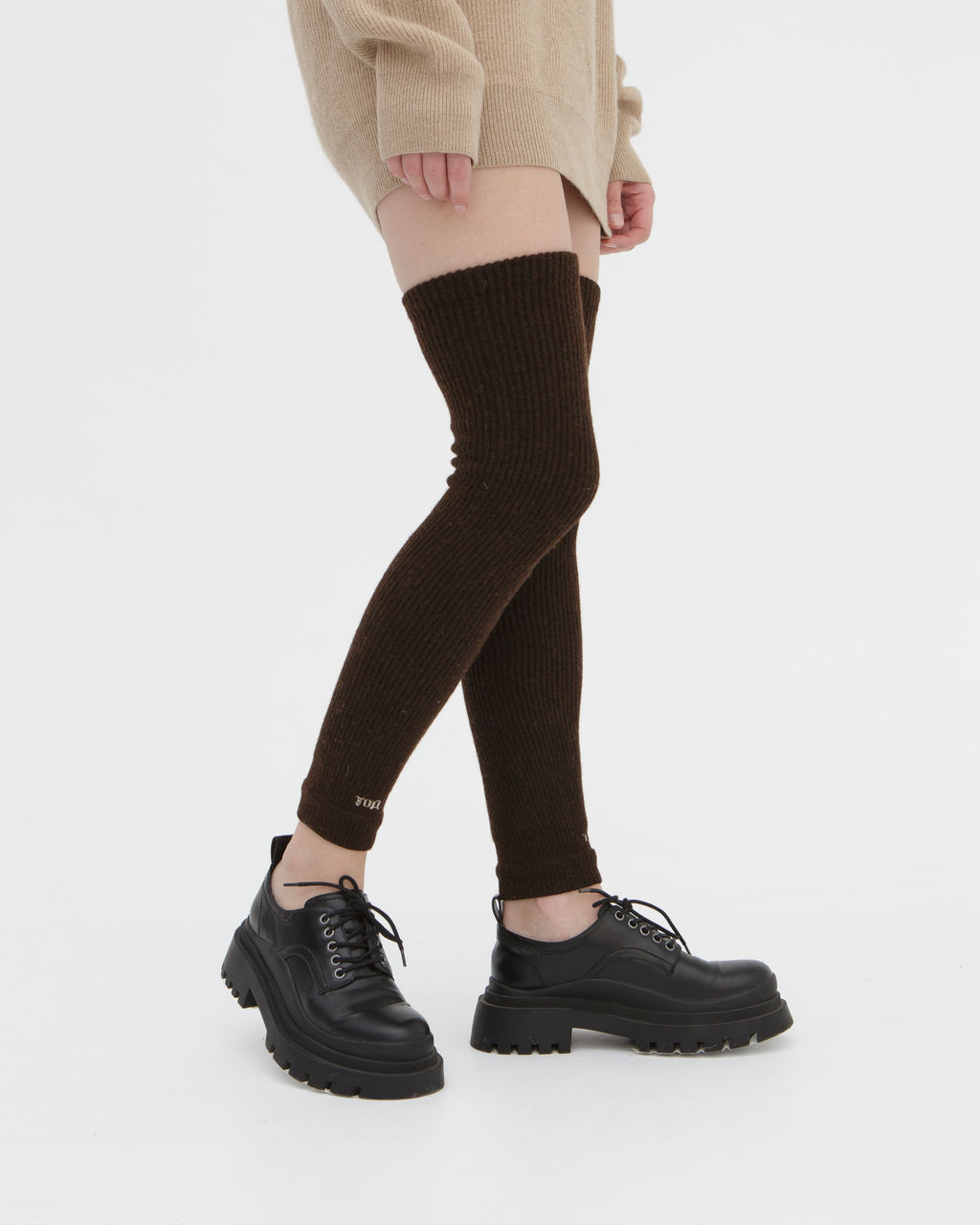 Гетры из монгольской шерсти темно-коричневые